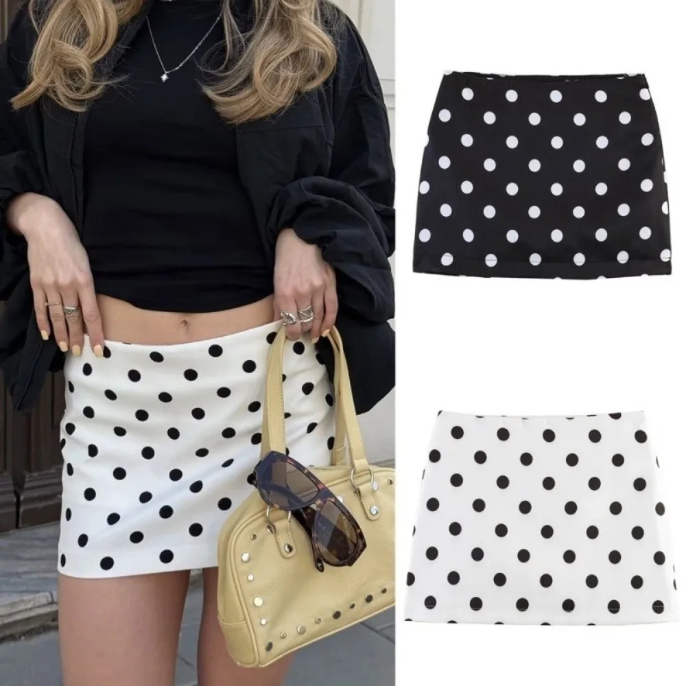 Chic Summer Women's Mini Skirt Sexy Elegant Polka Dot Skirt Thin Casual Short Skirts for Dating Vacation