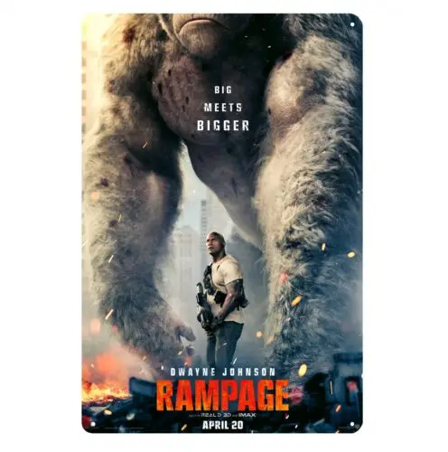 Rampage dwayne johnson Movie Metal Poster Tin Sign 20x30cm sign sign sign