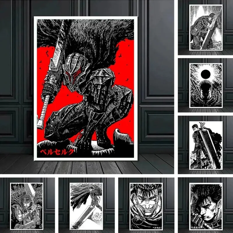 Best Selling Anime Berserk Guts Chainsaw Man Poster Print Manga Characters Canvas Painting Wall Art Pictures Gaming Room Decor