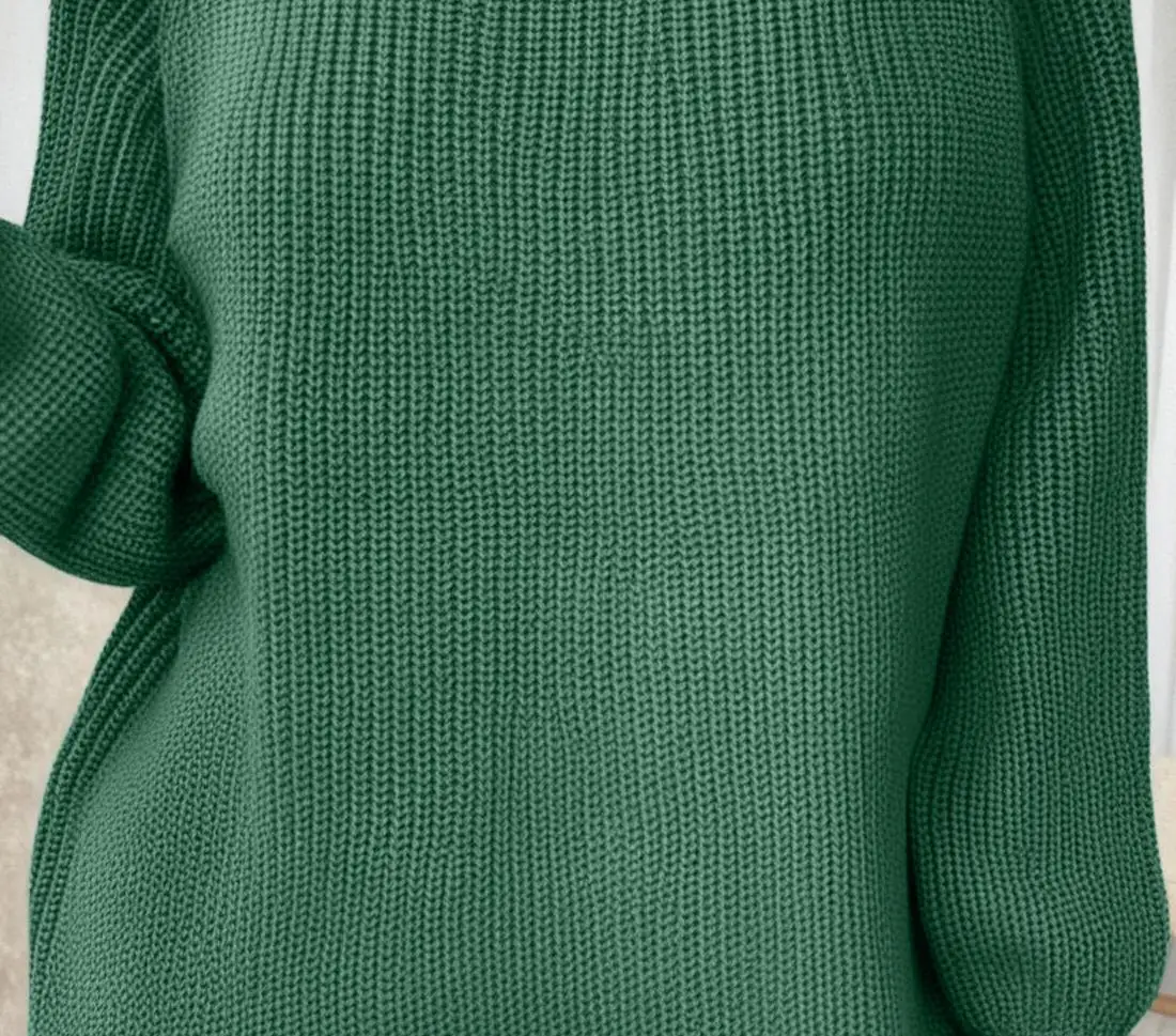 Plus Size Women's Casual Solid Turtleneck Long Sleeve Knit Pullover Sweater, Perfect for Winter view 4