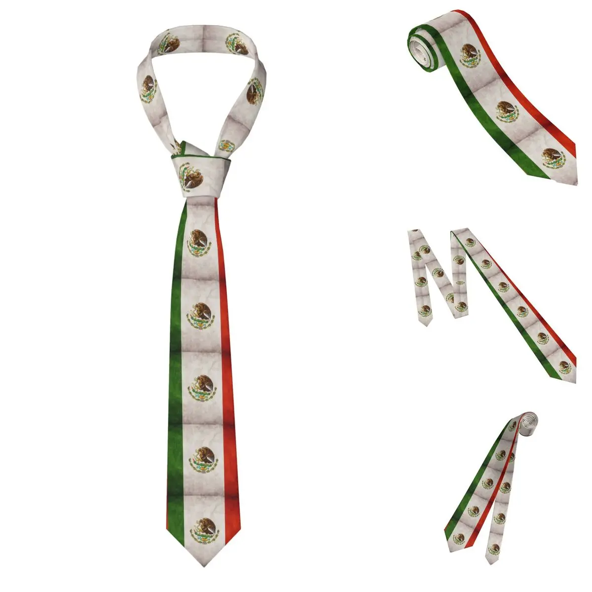 Mexico Mexican Flag National Flag Of Mexico Necktie for Men Silk Polyester 8 cm Neck Ties Wedding Suits Tie Casual Gravatas