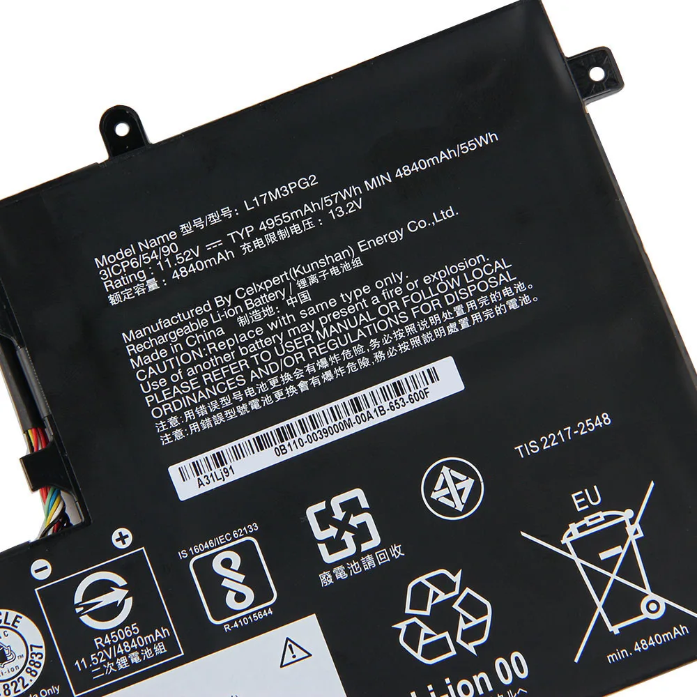 Replacement Battery L17M3PG2 L17L3PG1 L17M3PG3 L17C3PG1 4955mAh For Lenovo Y530 Y540 Y7000 Y7000P Batteries