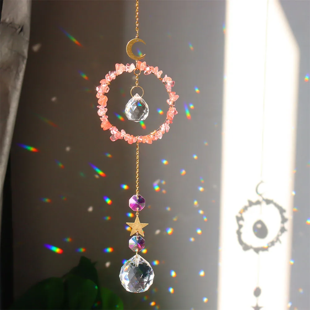 Cầu Vồng Pha Lê Thiên Thần Luân Xa Mặt Trời Bắt Xe Charm Mặt Dây Chuyền Tường Cửa Sổ Cửa Chuông Gió Treo Đồ Trang Trí Phòng Trang Trí Nhà