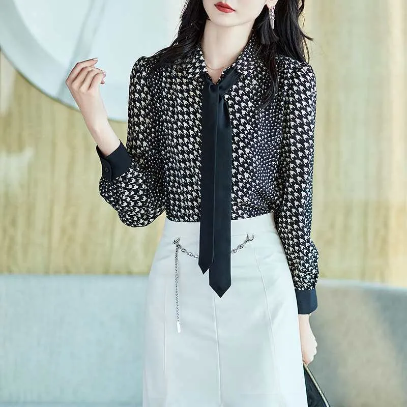 

Spring New Women's Long Sleeve Shirt Comfortable Breathable Polyester Fiber Neck Style Commute Fashion Easy to Wear off