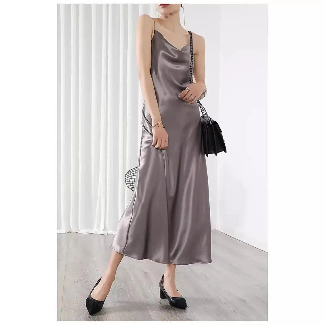 

Элегантное женское платье с завышенной талией, А-силуэт, из ацетатной ткани, приталенное, с запахом, для летнего отдыха и повседневной носки дома