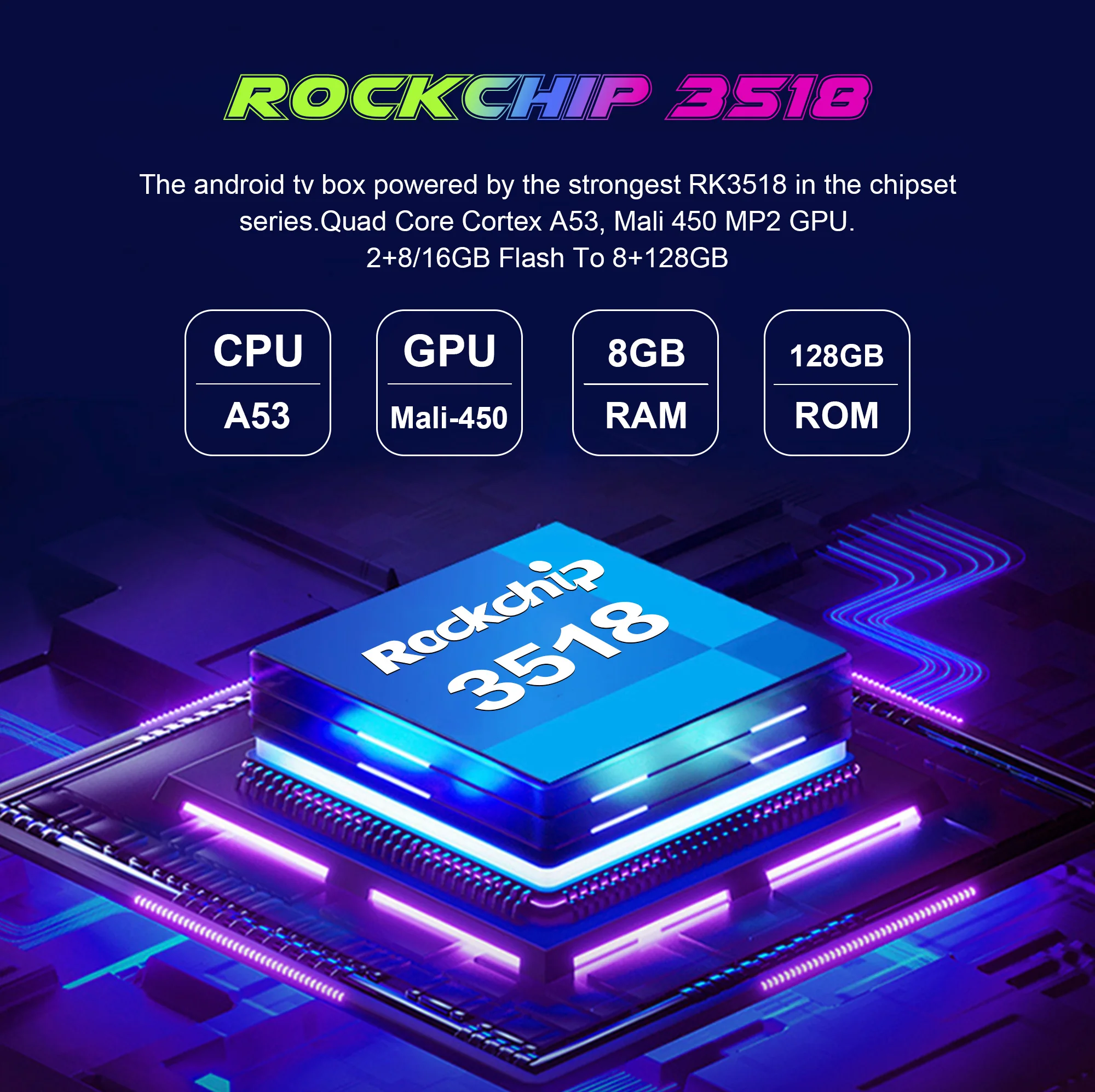 2026 جديد صندوق التلفزيون الذكي RK 3518 8GB + 128GB دعم WiFi 6 بلوتوث 5.4 + 2.3 USB 3.0 صوت جوجل مساعد مشغل الوسائط فك التشفير