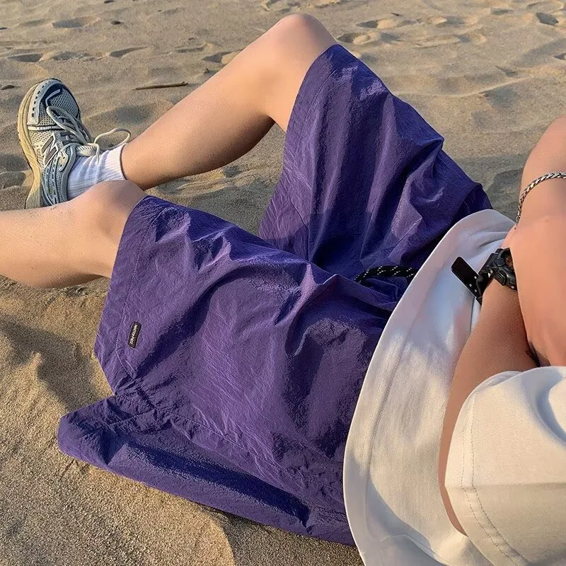 

Американские быстросохнущие шорты-карго для мужчин, летние тонкие свободные спортивные пляжные брюки, большие размеры, стильные повседневные шорты-бермуды.