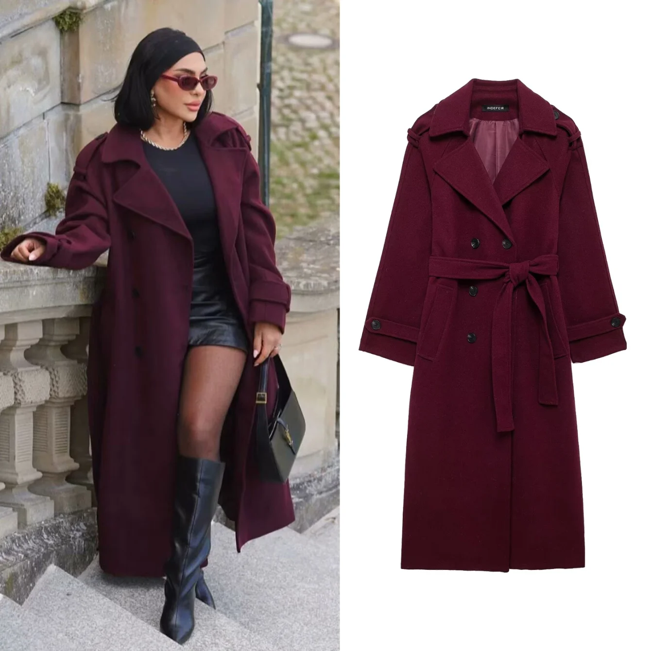 

Однотонные женские шерстяные длинные пальто, свободные двубортные пальто с длинными рукавами, женская осенне-зимняя верхняя одежда, уличная одежда