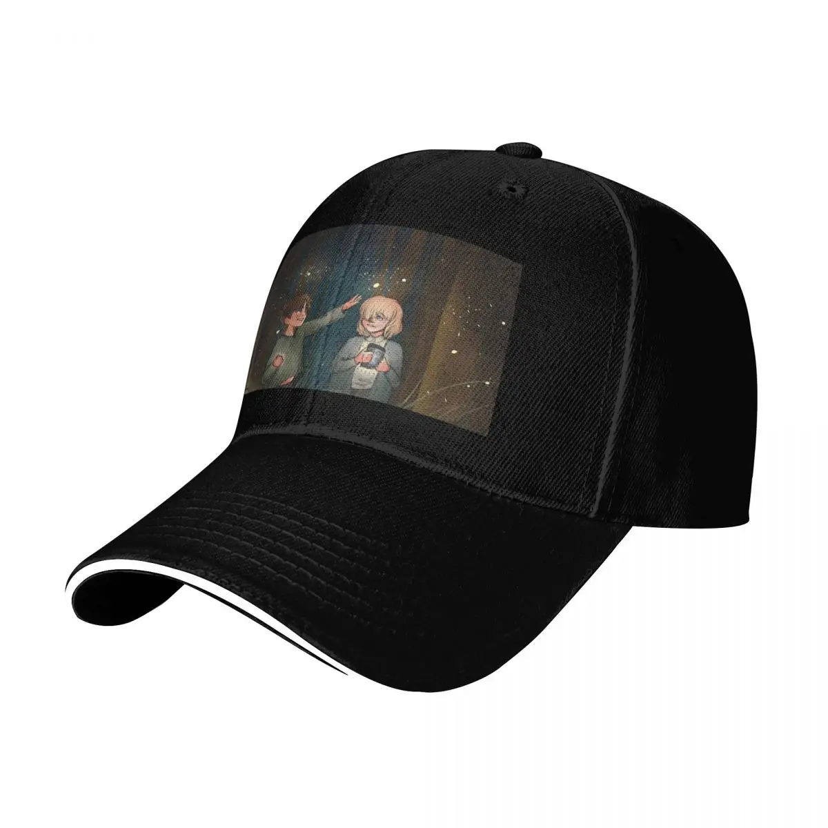firefly catching! Baseball Cap Cotton Twill Breathable Contrast Two Tone Brim Snapback Flat Bill