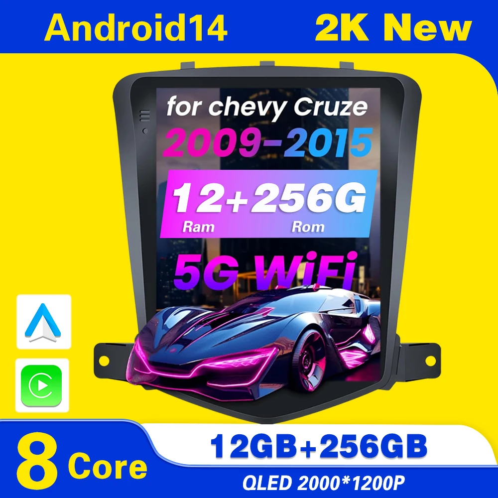 

9,7-дюймовый автомобильный радиоприемник Android 14 для Chevrolet Cruze J300 2008-2012 Carplay плеер стерео мультимедийный DVD GPS головное устройство 2din