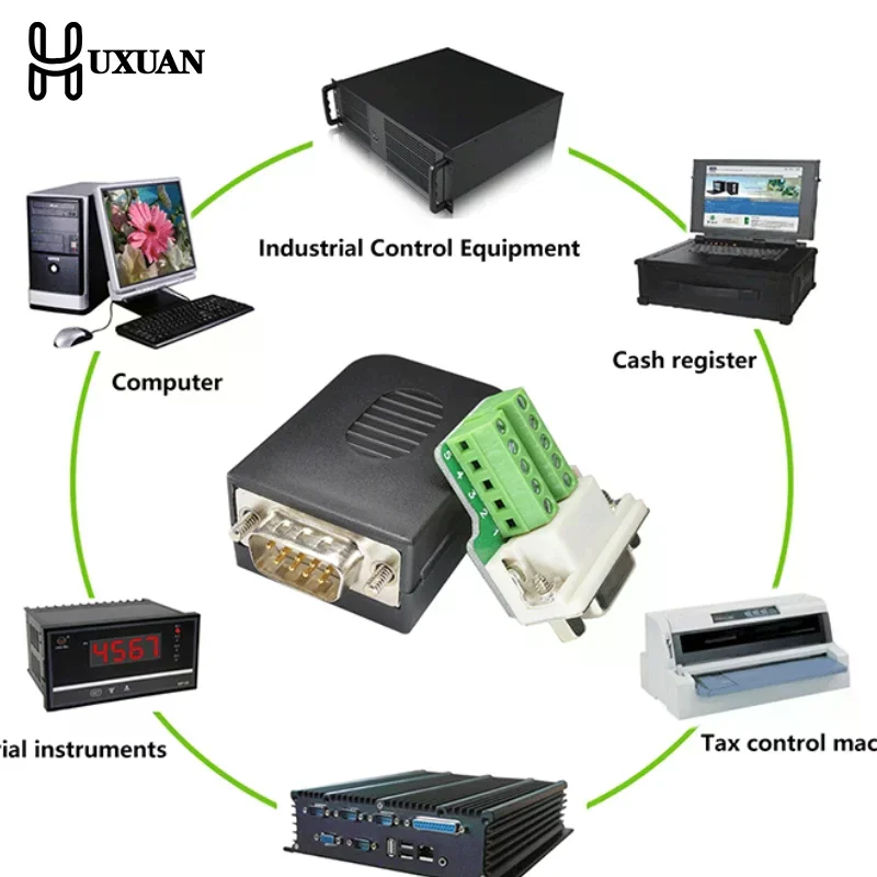 DB9 Serial Adapter RS232/485/422 Connector Male Female 9 Pin Breakout Terminals COM Connector 21-24 AWG Wire Solderless