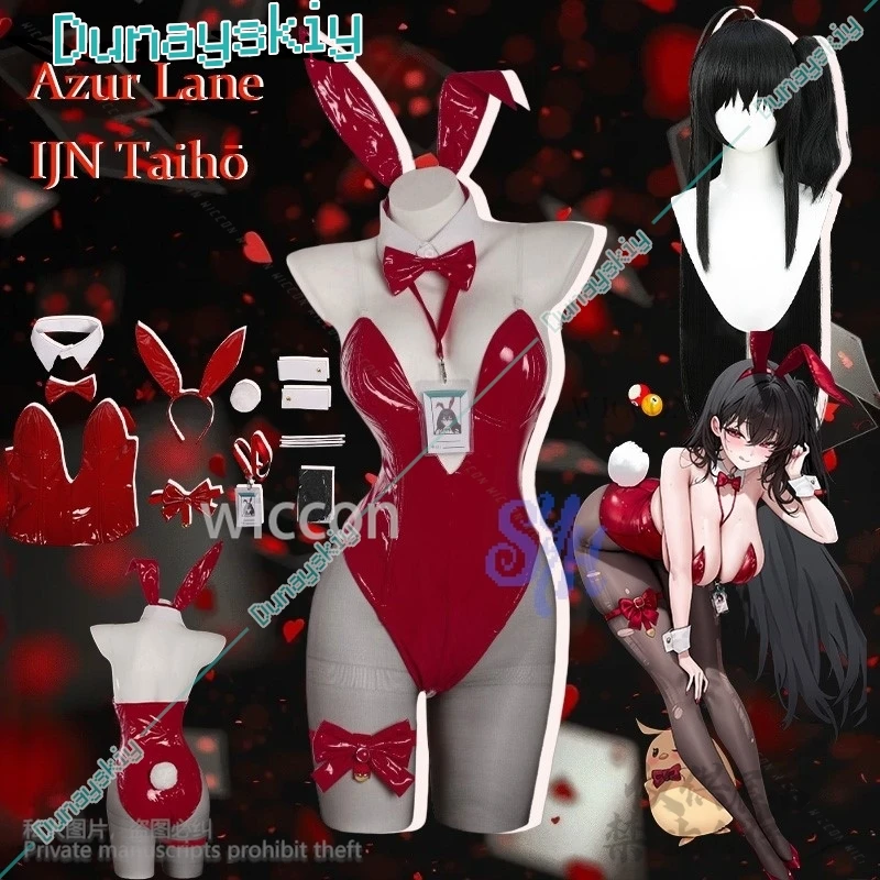 

Anime Game Azur Lane Cosplay IJN Taihō Costume Red Sexy Bikini Bunny Girls Summer Swimwear Y2k Rabbit Headband Halloween Party