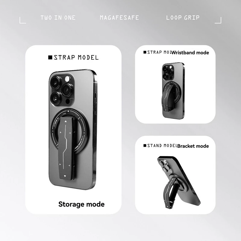 

2-in-1 Magnetic Phone Stand 360° Ultra-Thin Aluminium Alloy Multi-Functional Adjustable Bracket Phone Accessorie-A86Z