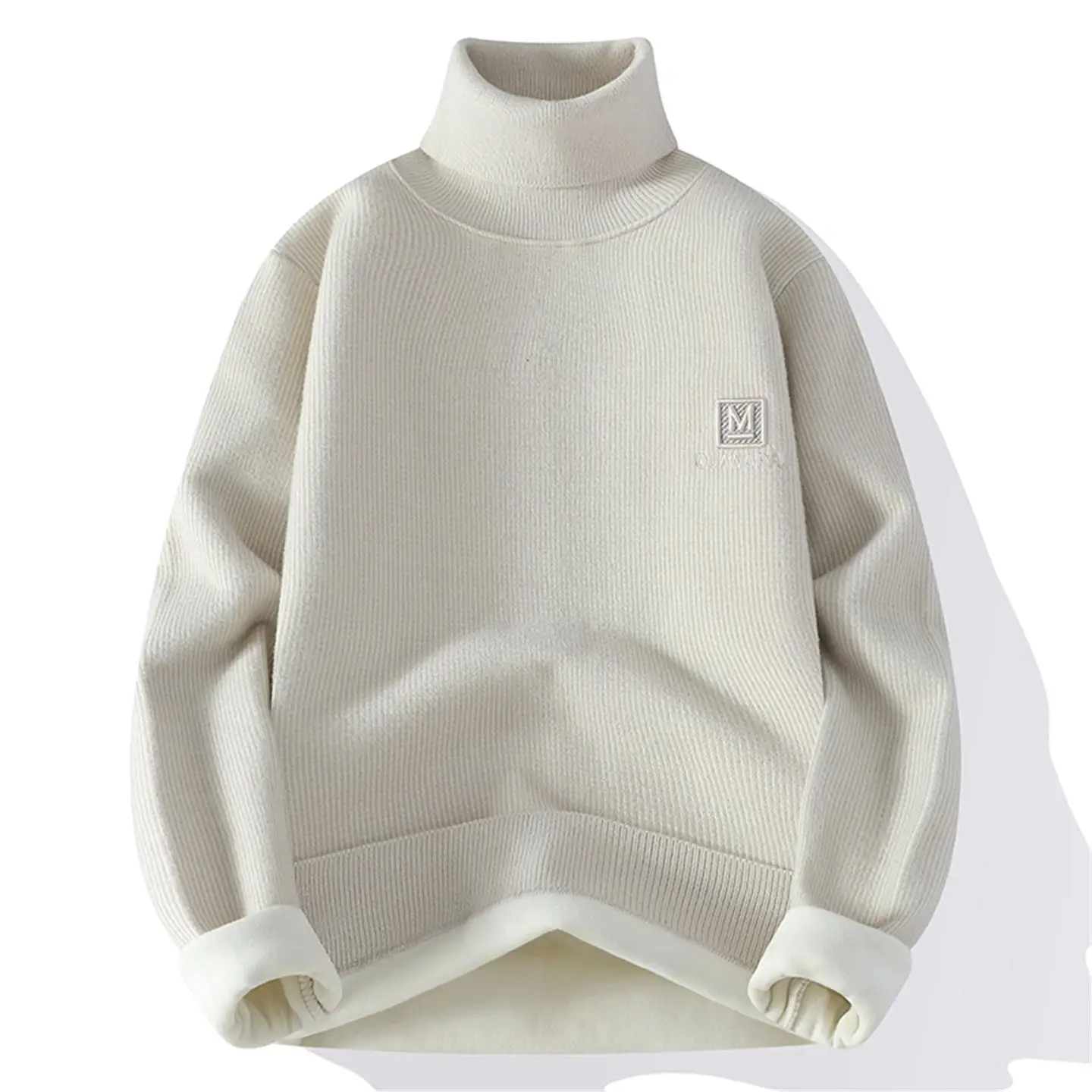 Thiened Fce Maglione lavorato a maglia a collo alto da uomo Base invernale irt Interno caldo Top Faion Urban Sle Long Sve Crew Ne