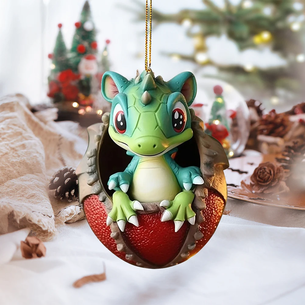 

Christmas Dragon Egg Tree Pendant Novelty Dragon Egg Decoration Acrylic Dragon Statue Realistic for Home and Car Decoration