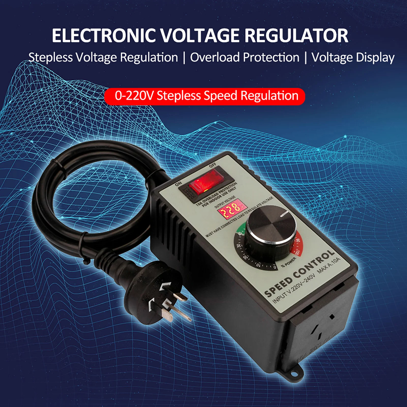 Electronic Voltage Governor AC Motor Speed Controller Electric Router Exhaust Fan Grinder Drill Variable Voltage Switch