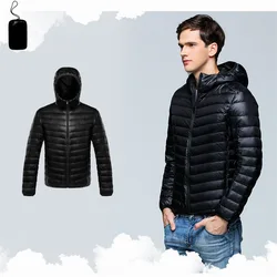 2024 Men's Autumn and Winter New Lightweight down Jacket Hooded Short White Duck down Warm Jacket