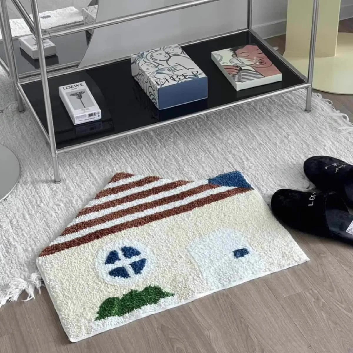 

Ins Cartoon House aped Absorbent Velvet Carpet Batoom Mat Bedroom Decorative Floor Rug Children's Bedroom Bede Blanket