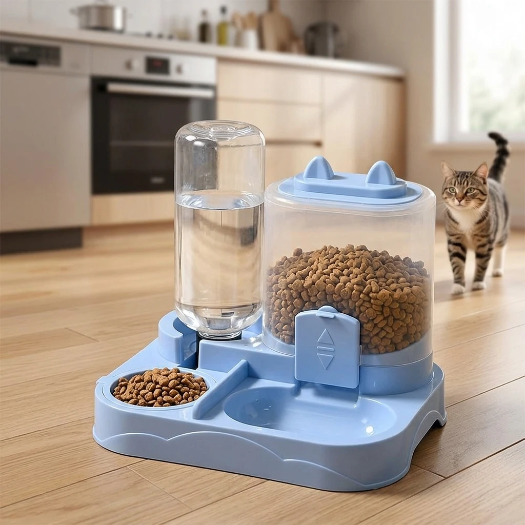 2-in-1 Large Capacity Cat Automatic Feeder Water Dry Wet Separation Design No Battery Required For Cats Small Dogs 4 Colors 2026