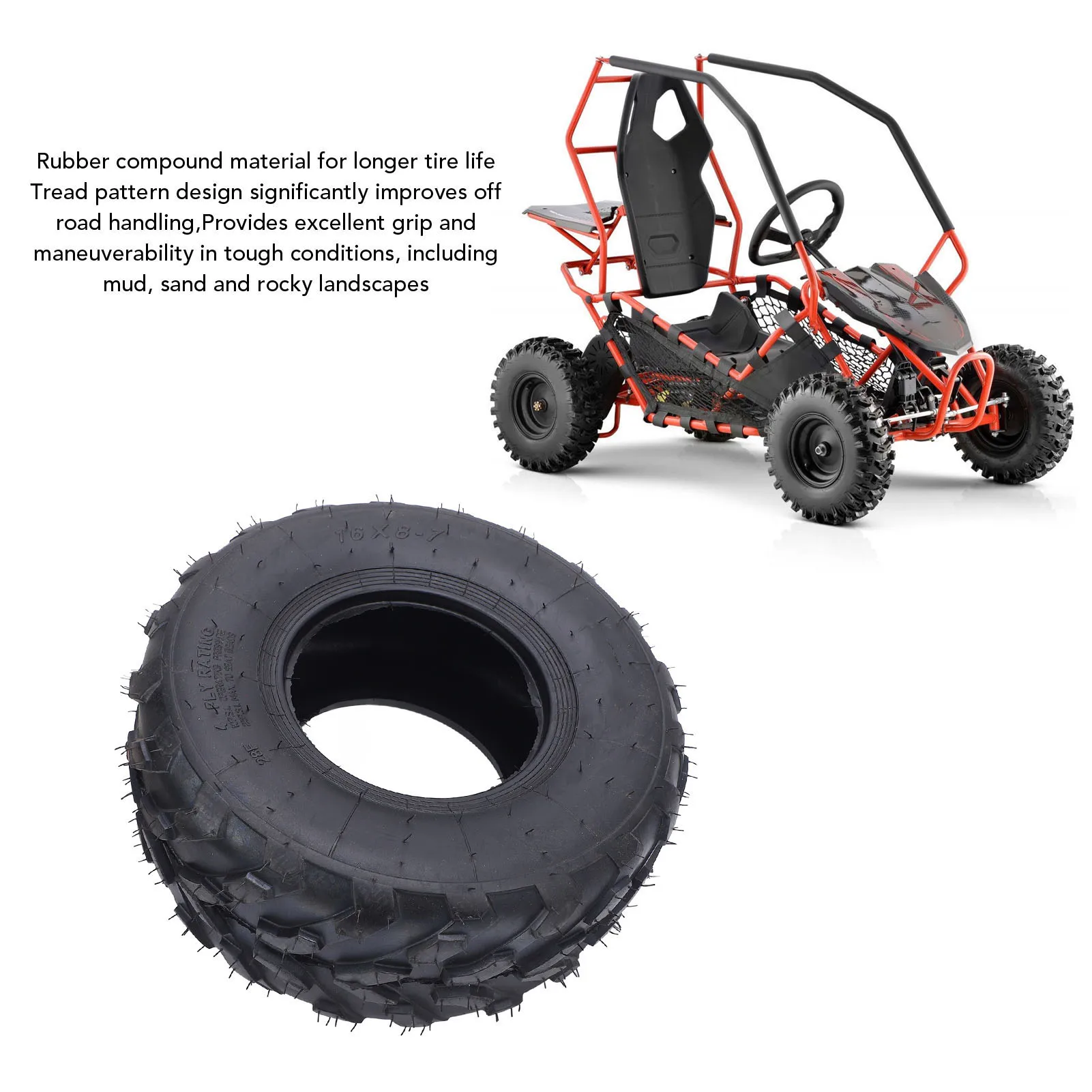 ATV Tubeless Band Verbeterde Stabiliteit 6x8-7 ATV Band Tractie Anti Explosie Verbeterde Grip Rubber 7 Inch voor Mini Bike