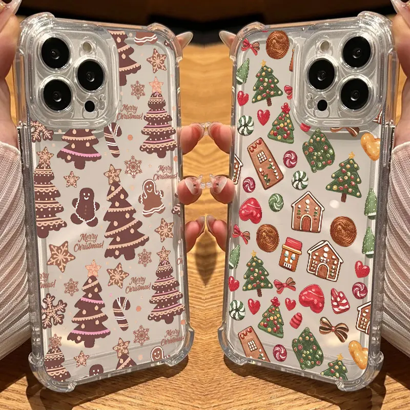 

Phone Case Clear For iPhone 17 16 14 15 11 12 13 Pro Max 16E 15Plus 17 Air Soft Shockproof Merry Christmas Biscuit Cookies Cover