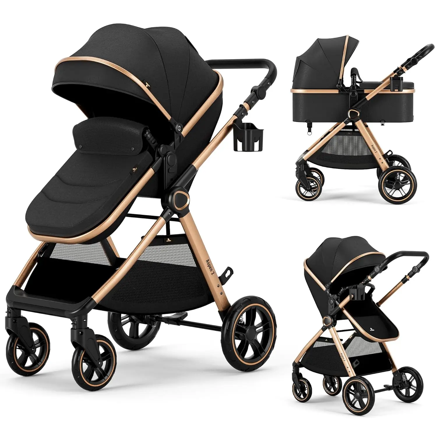 2 in 1 Baby Stroller, Convertible Bassinet Pushchair for Infants and  0-36 Months