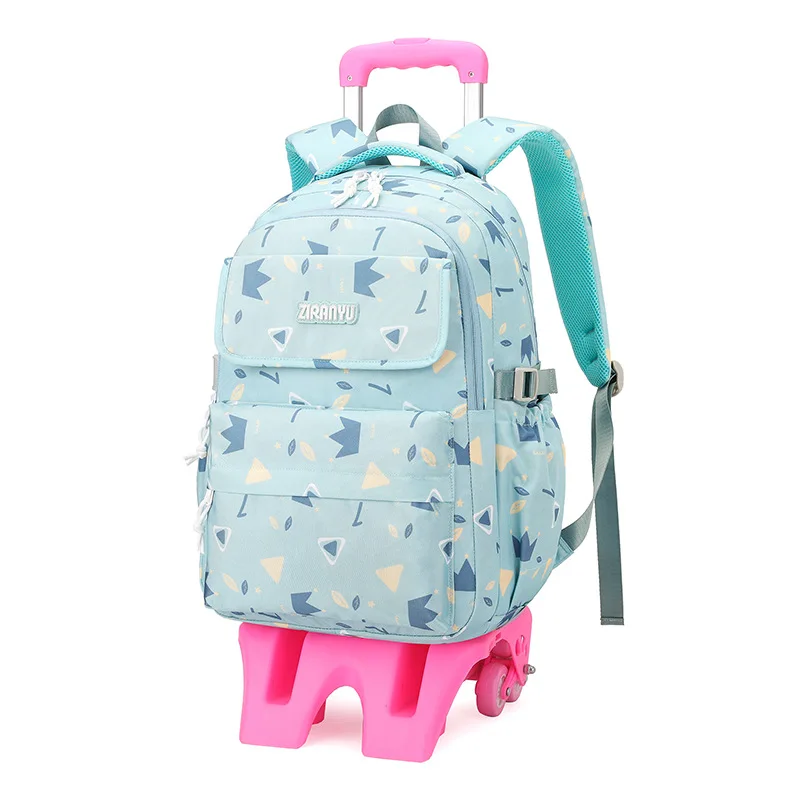 Schoolbag Wheeled Backpack for Kids Girls Rolling Book Bag Child Orthopedics School Backpacks With wheels Trolley Travel Bags