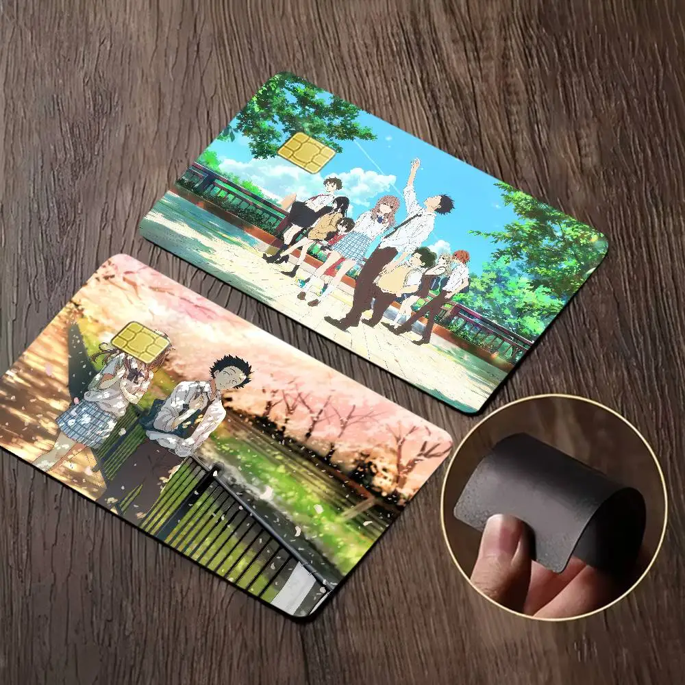 Anime A Silent Voice Anmie 4pcs 1Set Sticker Film Skin Cover For Credit Card Debit Bank Card Front