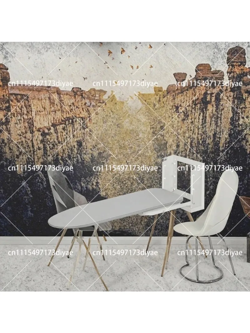 Wall-Mounted 180 Degree Rotating Ironing Board with Adjustable Height and Heat-Resistant Cover
