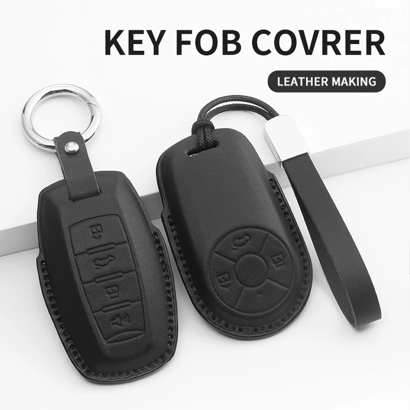 

Leather Case Cover Car Key Protector Shell Fob Accessories For The GWM HAVAL H6 M6 ORA Good Cat White Cat IQ Keyless Protector