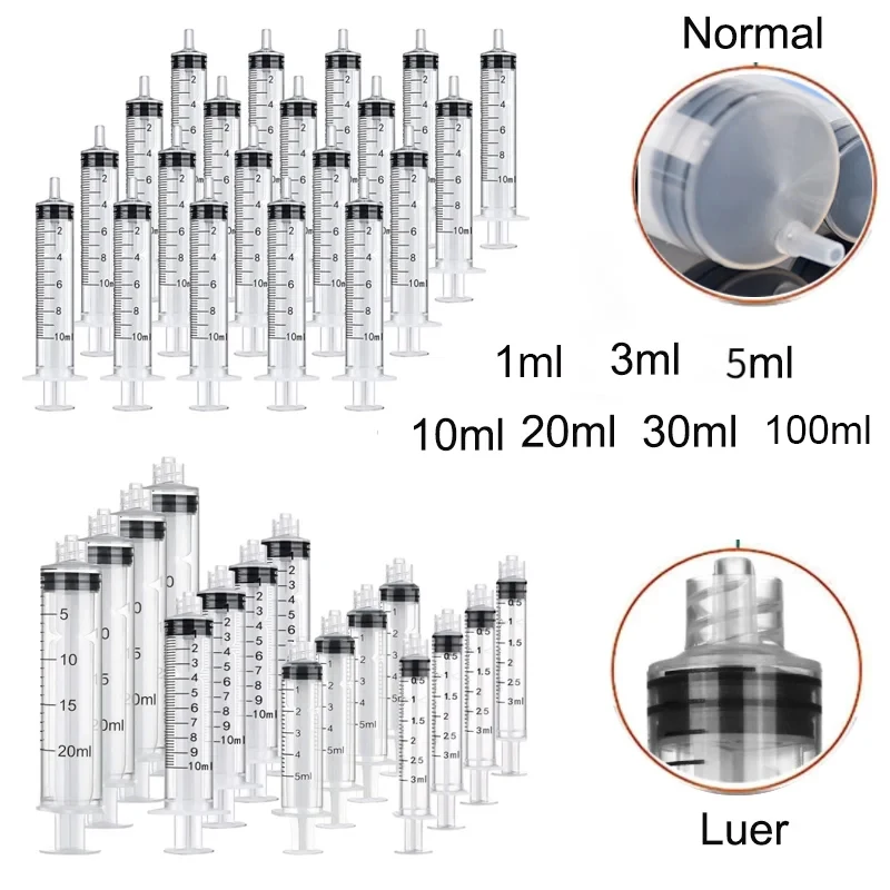 1ml-100ml Disposable Plastic Syringe with Luer Lock For Lab use Measuring Feeding Animal Kithchen Tool Fill Liquid Glue Reusable