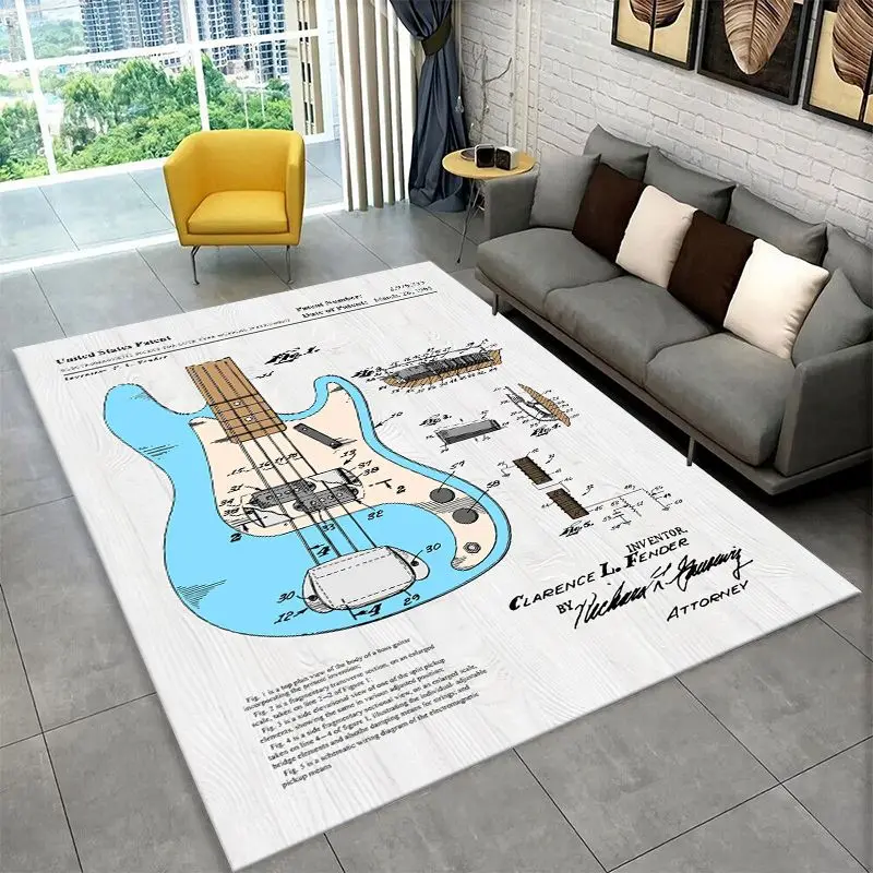 Music Theory Chart Piano Guitar Chords Large Area Rug Non-slip Carpet for Bedroom Living Room Sofa Doormat Home Decor Floor Mat
