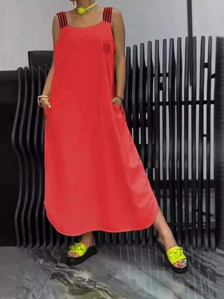 Damska sukienka na co dzień moda solidny sweter bez rękawów luźne sukienki dla kobiet sukienka plażowa szata Femme letnie nowe ubrania damskie