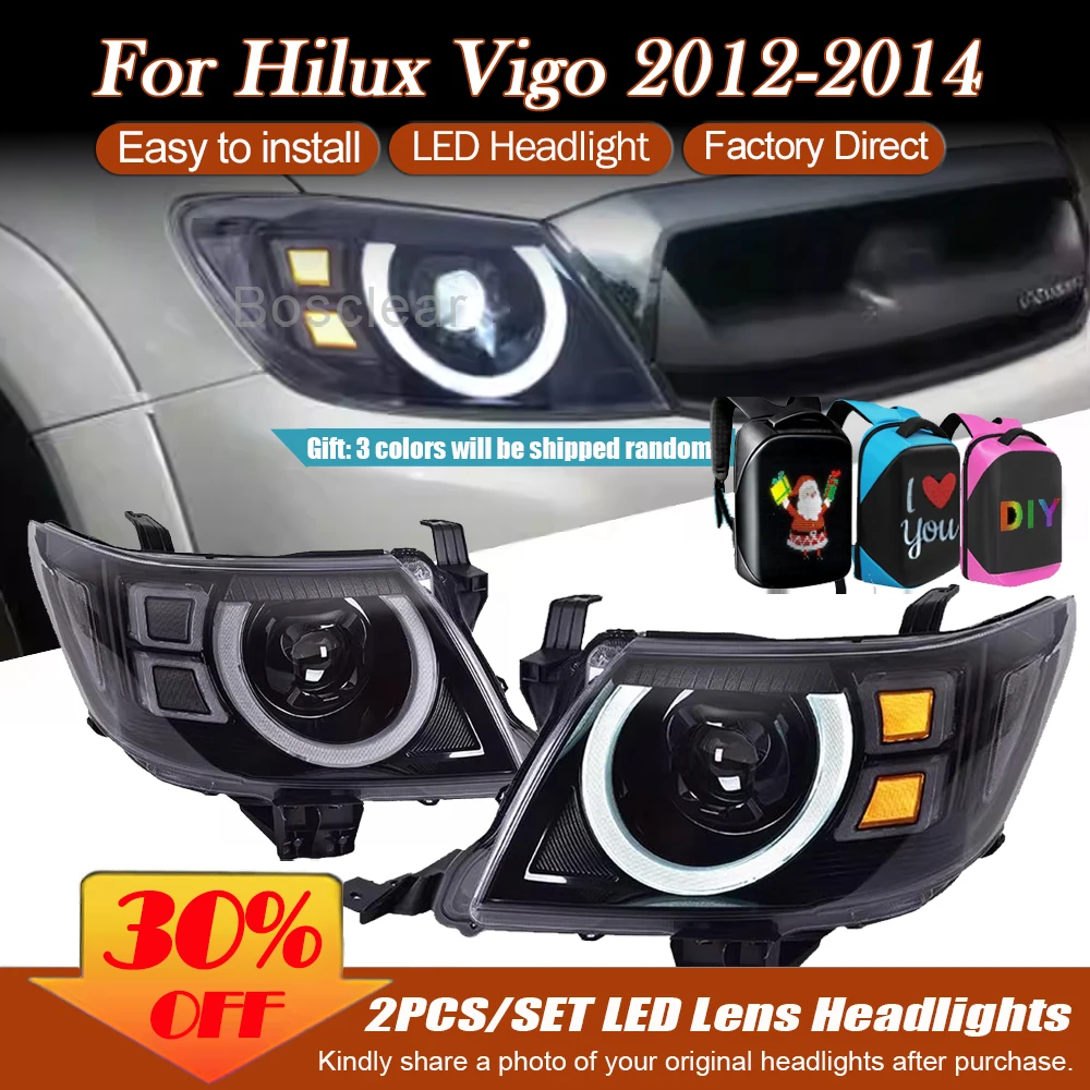 

Car Lights for Toyota Hilux VIGO LED Headlamps 2012 2013 2014 Headlights Hilux DRL Turn Signal High Beam Angel Eye Lens Assembly