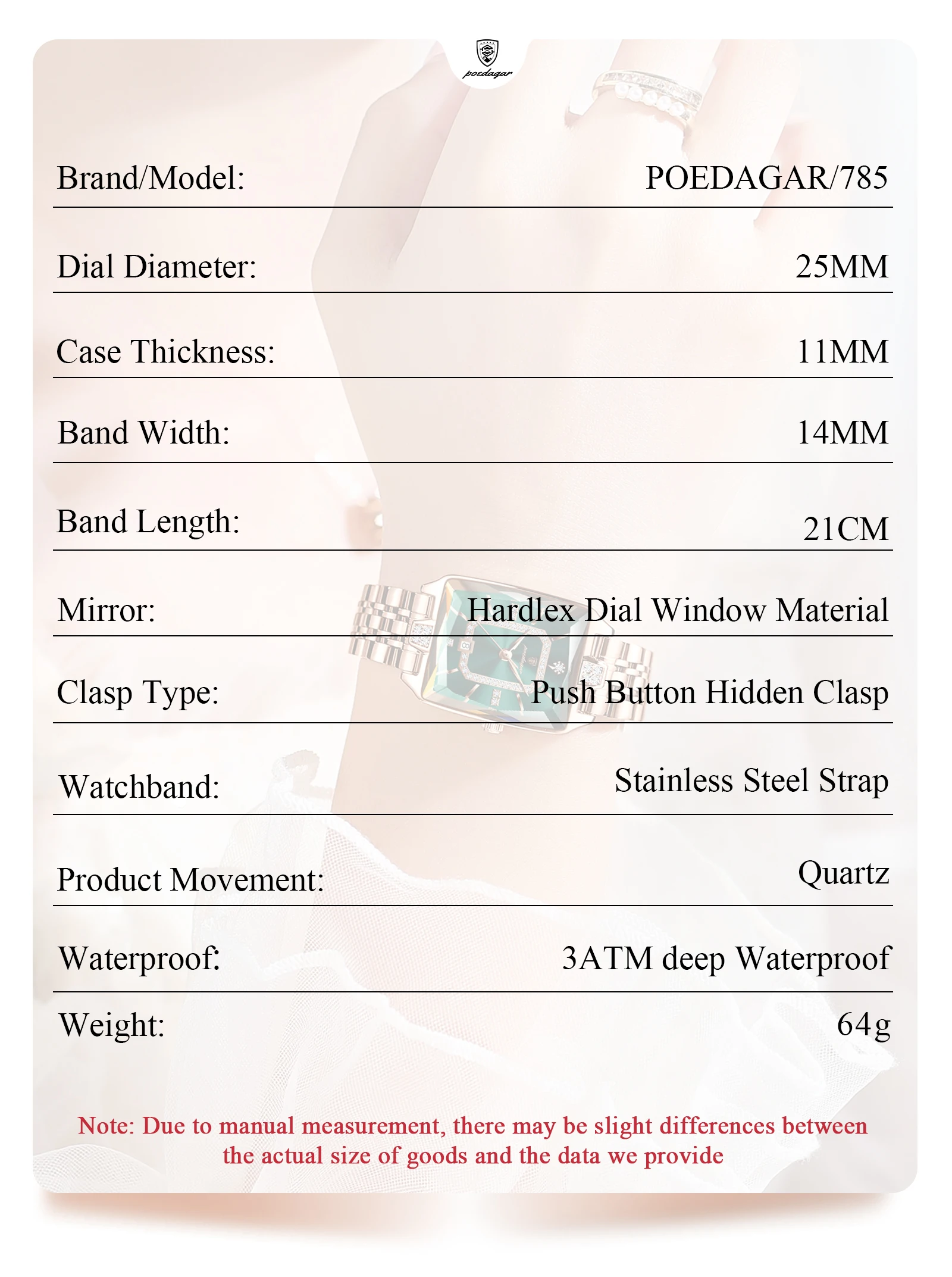 POEDAGAR Luxus Frau Uhr Wasserdicht Datum Hohe Qualität Casual Damen Armbanduhr Edelstahl Quarz Elegante frauen Uhren – Detail 7