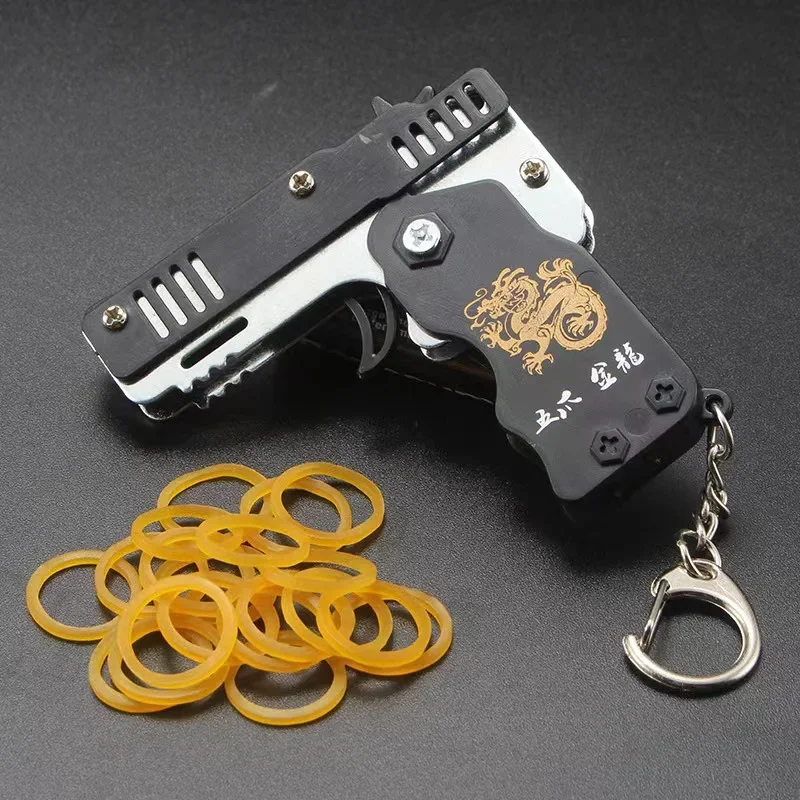 

DZQ-Elastic Leather Rubber Band Keychain, Shooting Pistol, Outdoor, Party Folding Gifts, Boyfriend Fidget Toys, 1Pc