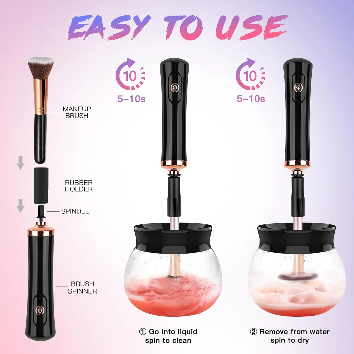 Professional Makeup Brush Cleaner Machine - Efficiently Clean and Sanitize Brushes of All Sizes - Fast & Easy Solution for Quick