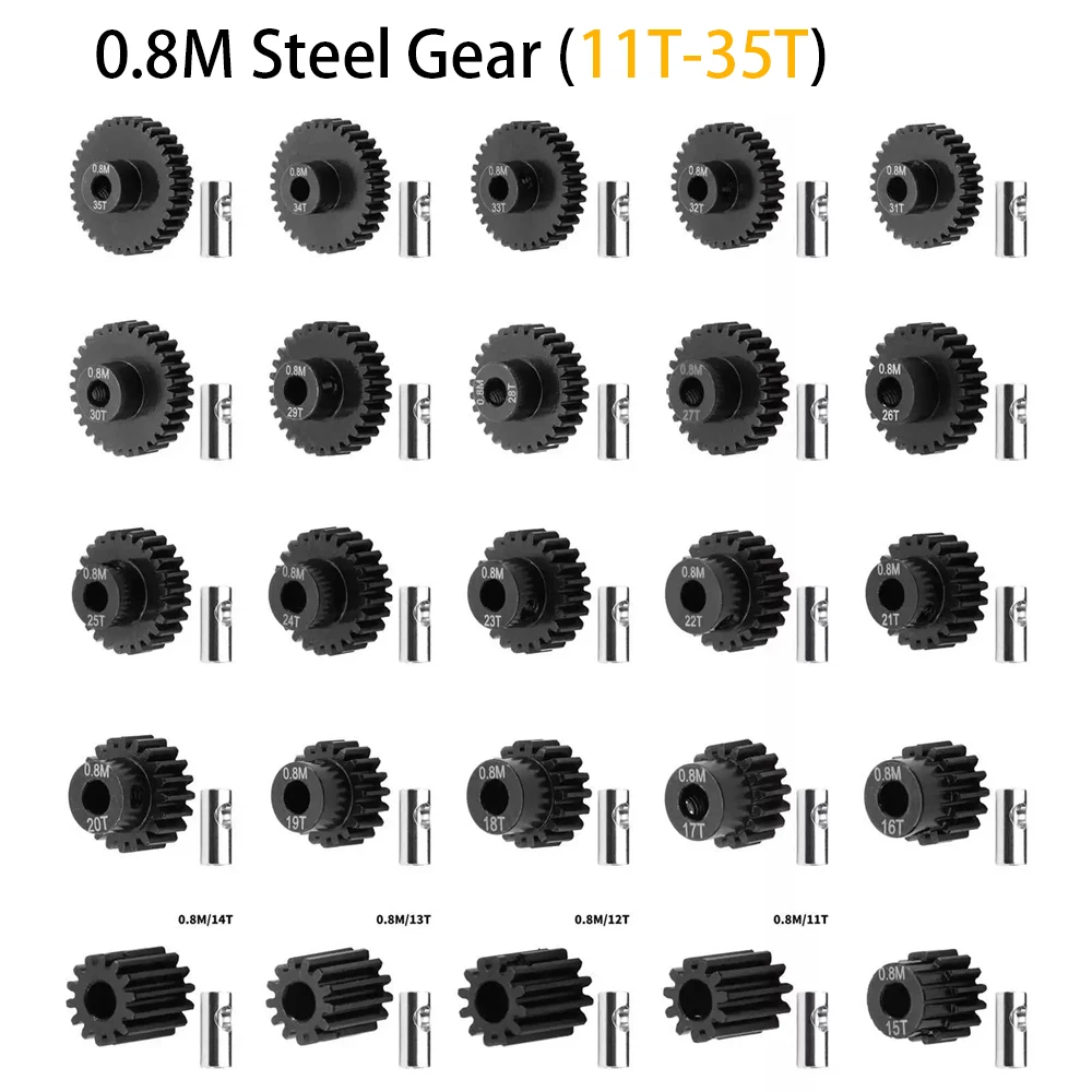 1 개 금속 강철 피니언 기어 0.8 모듈 32p 5mm ID 32p 5mm 모터 기어 11T-35T SCX10 TRX4 사쿠라 D5 등용 1/10 1/8 모델 자동차