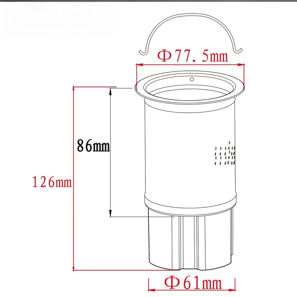 Sink Strainer Basket Stainless Steel 126mm Tall 77.5mm Edge Diameter 2mm Drain Holes for Standard Kitchen Sinks