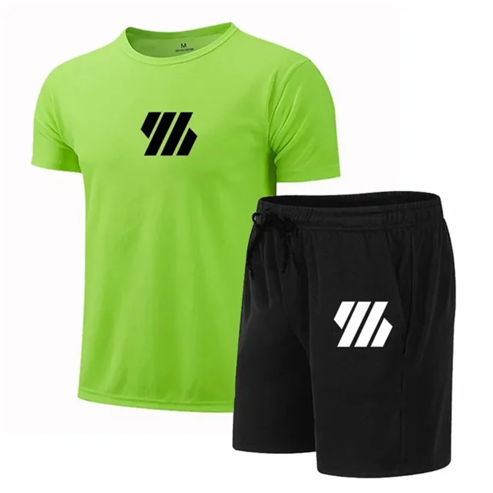 

Summer Outdoor Set Men Run Short Sleeve T-Shirt +Shorts Two Piece Set Sportswear Men's Casual Fitness Sports Quick-drying Sets