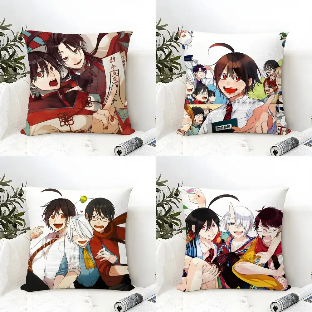 Y-YOUKAI GAKKOU NO SENSEI Cushion Cover Eco Linen Pillow Case Double-Sided Print Breathable Durable Zipper Home Decor