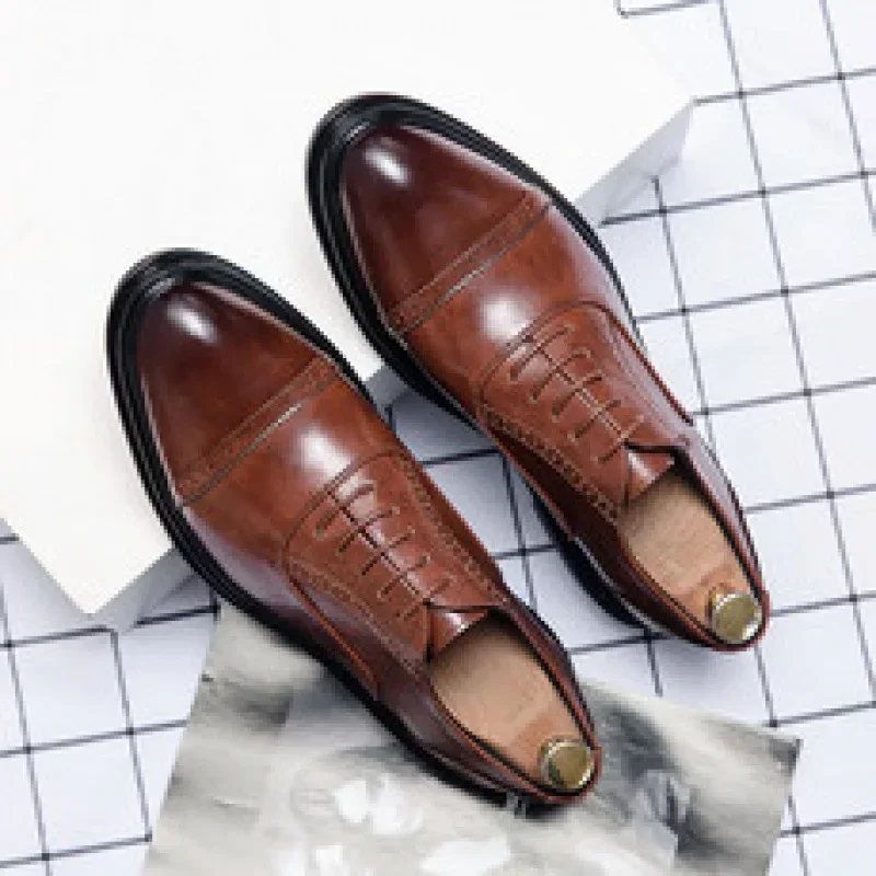 Terno casual coreano para homens, sapatos de casamento, Office Social Derby