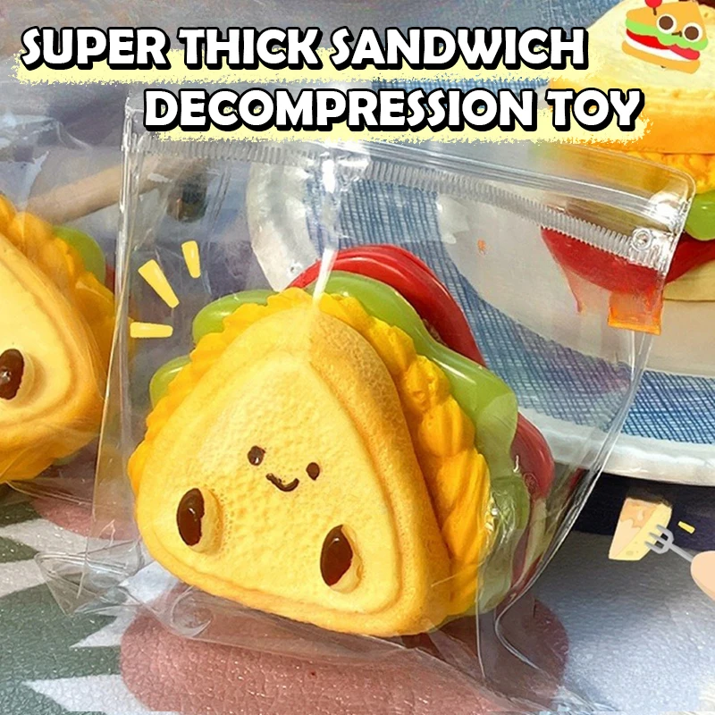 Cartoon Simulation Sandwich Toast Squeezing Decompression Toy Cute Hamburger Soft Mochi Toys Fidget Toys Kid Adult Gifts