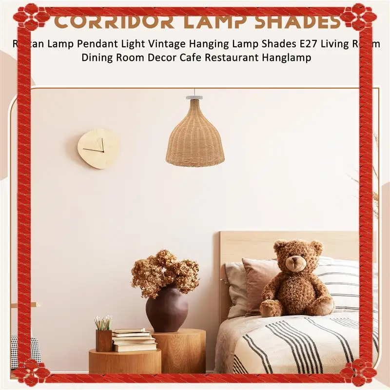 

24-Hour Delivery Rattan Lamp Pendant Light Vintage Hanging Lamp Shades E27 Living Room Dining Room Decor Cafe Restaurant Hanglam