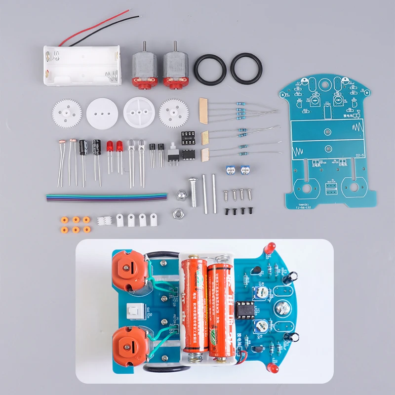 Kit de producción electrónica de coches de pista inteligente, placa de circuito de práctica de soldadura, línea de patrulla, D2-5, 1 Juego