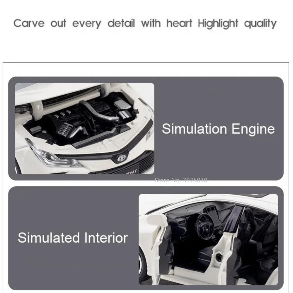 1:32 スケール カローラ ハイランダー 車モデル おもちゃ 合金ダイキャスト ミニチュア車両 音楽とライト付き ゴムタイヤ 男の子向けクリスマスプレゼント