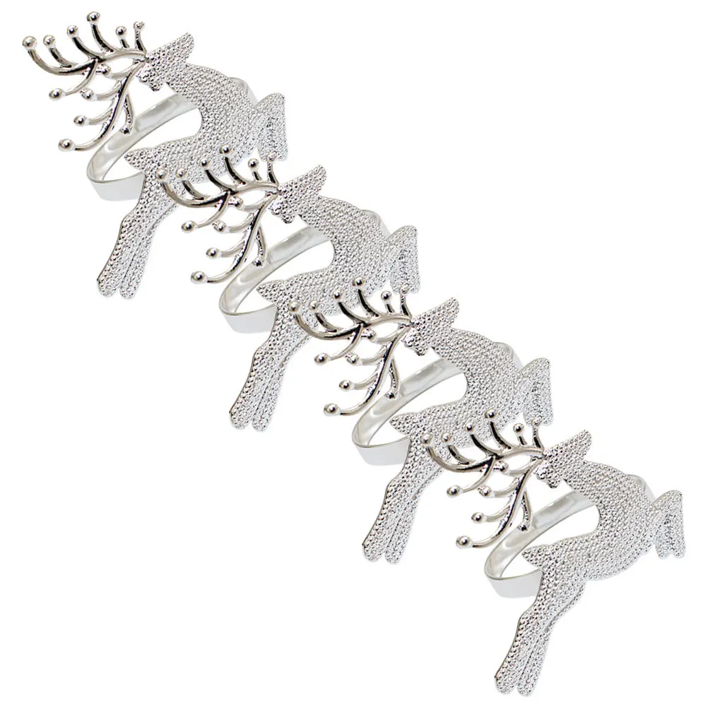 

4Pcs Elk Napkin Rings Christmas Alloy Decorative Buckles Xmas Party Table Accessories Christmas Napkin Rings Holders