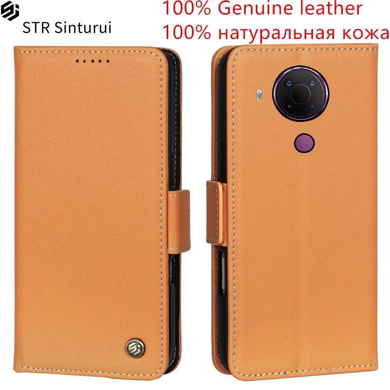 

STR 100% Genuine Nappa grain leather card Slot Wallet Cover For Nokia 7.2 6.2 5.4 5.3 1.4 X30 Flip shockproof phone Case