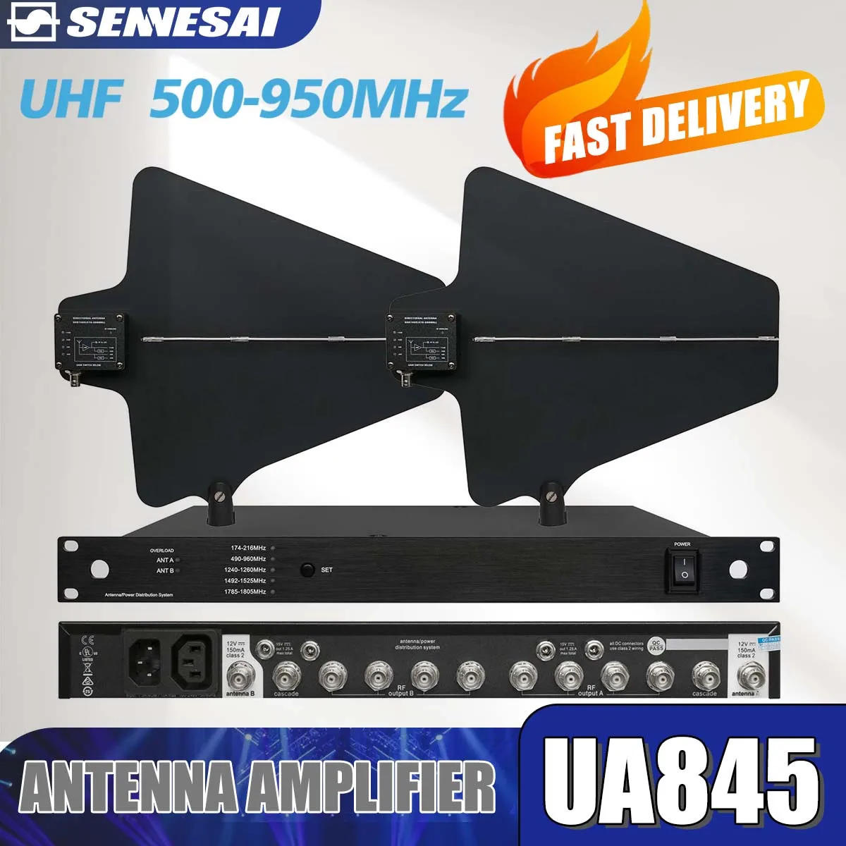 UA845UWB UA844 Antenna Amplifier Distributor System UHF 470-900MHz Frequency 10 Channels Antena Booster For Wireless Microphone