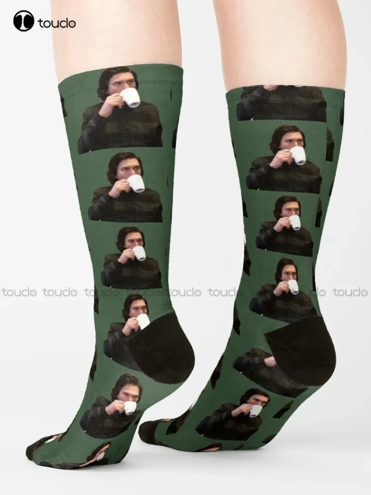 Adam Driver Sipping Tea/Coffee Meme Socks Women Workout Sockss Unisex Adult Teen Youth Socks 360° Digital Print Custom Gift